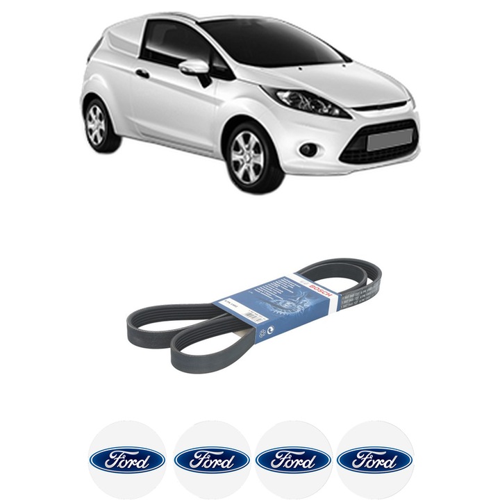 Curea transmisie accesorii FORD FIESTA VI Van 1.0 EcoBoost din 2014-2017 KW 103 CP 140 CMC 998, auto, Bosch, 4x Stickere auto cu FORD