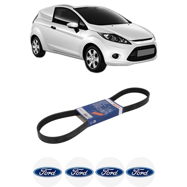 Curea transmisie accesorii FORD FIESTA VI Van 1.6 Ti-VCT din 2008-2012 KW 88 CP 120 CMC 1596, auto, Bosch, 4x Stickere auto cu FORD