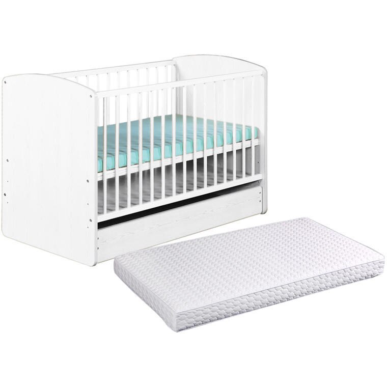 Patut cu sertar Karolina II Alb + Saltea 10 MyKids, Klups