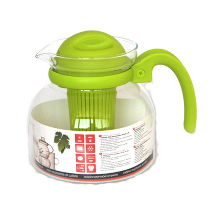 Ceainic din sticla termorezistenta cu filtru WOL 1,5l pentru cuptor cu microunde