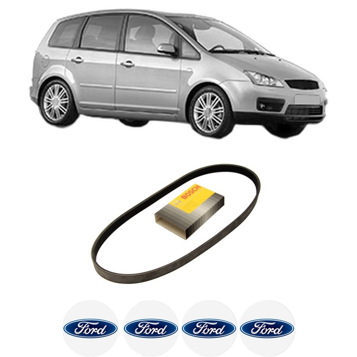 Curea transmisie accesorii FORD FOCUS C-MAX (DM2) 1.8 TDCi din 2005-2007 KW 85 CP 115 CMC 1753, auto, Bosch, 4x Stickere auto cu FORD