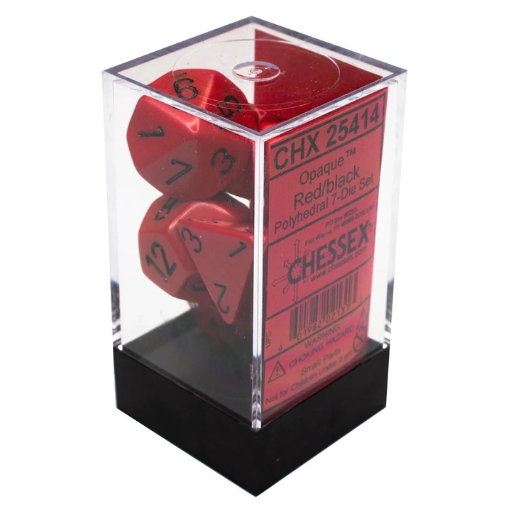 Kockakészlet Chessex, Opaque, Polyhedral, piros/fekete, 7 db
