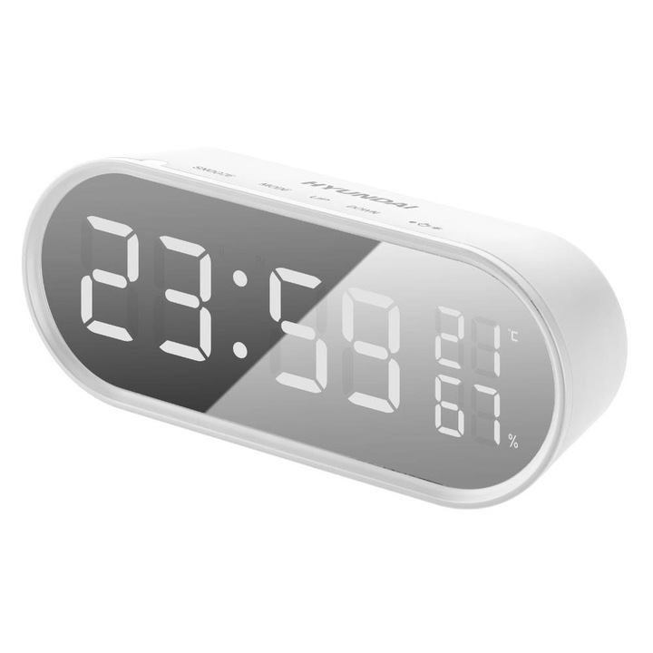 Hyundai AC331W ébresztőórás rádió, fehér, 50x187x67mm, AAA elemmel működik