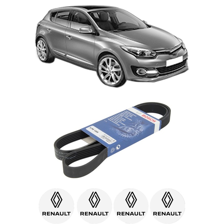 Curea transmisie accesorii RENAULT MEGANE III Hatchback (BZ0/1_, B3_) 1.5 dCi din 2009-2016 KW 78 CP 106 CMC 1461, auto, Bosch, 4x Stickere auto cu RENAULT