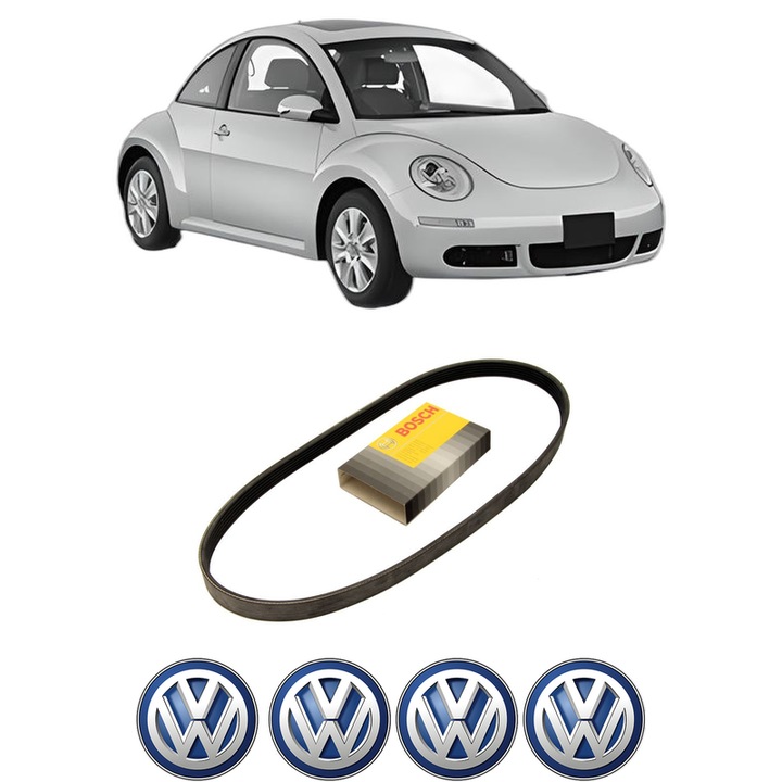 Curea transmisie accesorii Volkswagen NEW BEETLE (9C1, 1C1) 1.9 TDI din 1998-2004 KW 66 CP 90 CMC 1896, auto, Bosch, 4x Stickere auto cu Volkswagen