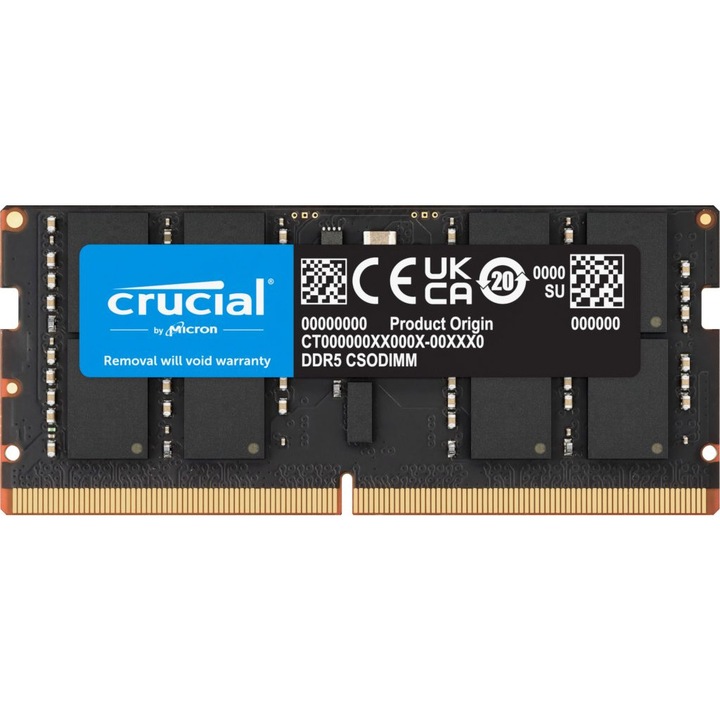 Модул RAM памет Crucial 24 GB DDR5 6400 MT/s 262-пинов SO-DIMM, черен
