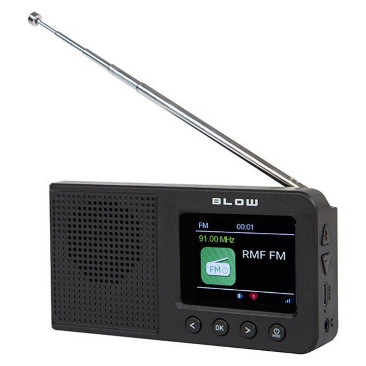 Radio portabil BLOW RK3 FM/DAB+, negru, acumulator 2000 mAh, Bluetooth