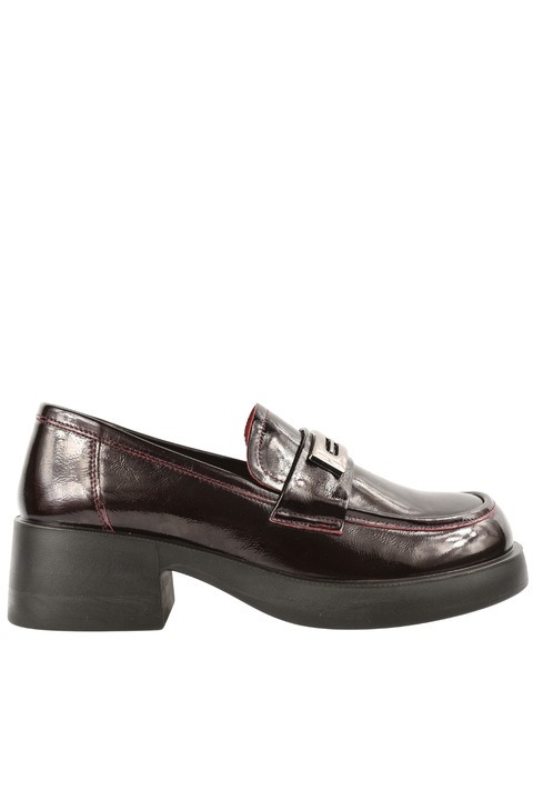 Pantofi casual, dama, PASS COLLECTION X470009A, bordo, piele lacuita, cu toc, Bordeaux