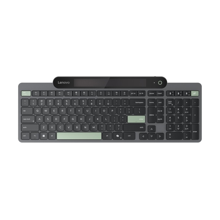 Клавиатура Lenovo 4Y41R69494, безжична, Bluetooth, 108 клавиша, черна, зелена, 420x151x16мм