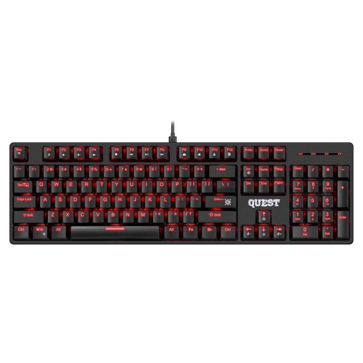 Tastatură mecanică, Defender, QUEST GK-596, iluminare RGB, cablu detașabil, Negru