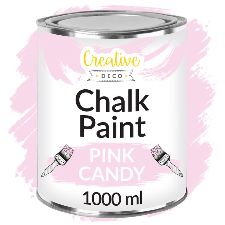 Боя с ефект креда, розова, 1L, Creative Deco, за дърво и мебели, матова, без шлайфане, миеща се, идеална за реставрация и декорация