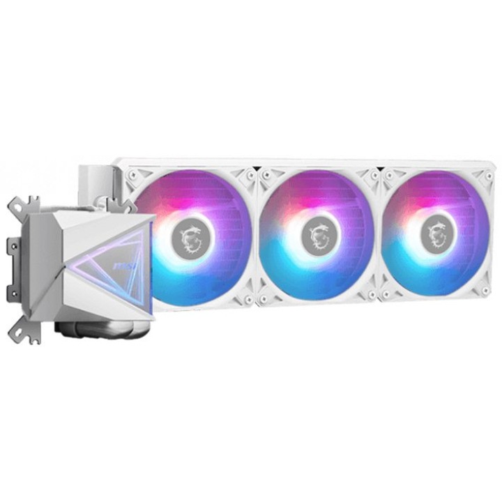 Водно охлаждане MSI MAG CORELIQUID I360 WHITE, 360 mm радиатор, 3x120 mm ARGB Gen2, PWM, LGA1700/1851, AM5/AM4