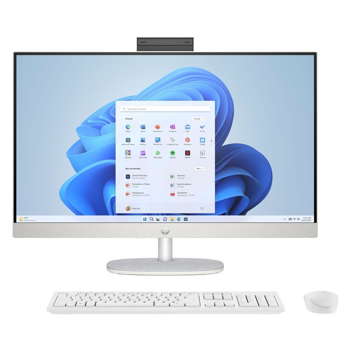 Настолен компютър "всичко в едно" HP 27-cr0222nw, AMD Ryzen 7, 16 GB, 512 GB SSD, бял, 27"