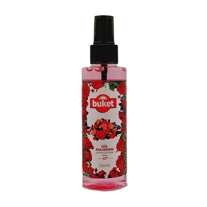 Apa de colonie Buket, Trandafir, 150 ml, Dezinfectant, Răcoritor