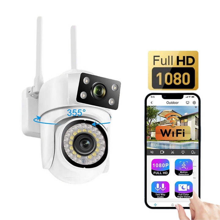 AOVO 2K Dual-Lens WiFi PTZ kamera – 3.6+6 mm duál lencse, emberkövetés, IP66