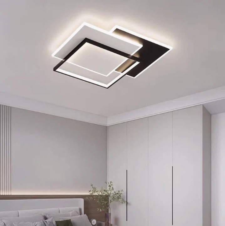Lustra Alessandro DESIGN CHIARA, LED, 98 W, Negru, 56.5x56.5x5 cm, telecomandă, dimabilă