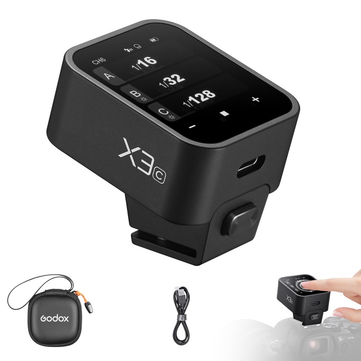 Godox X3-C vezeték nélküli vakukioldó, érintőképernyő, 2.4GHz, Canonhoz