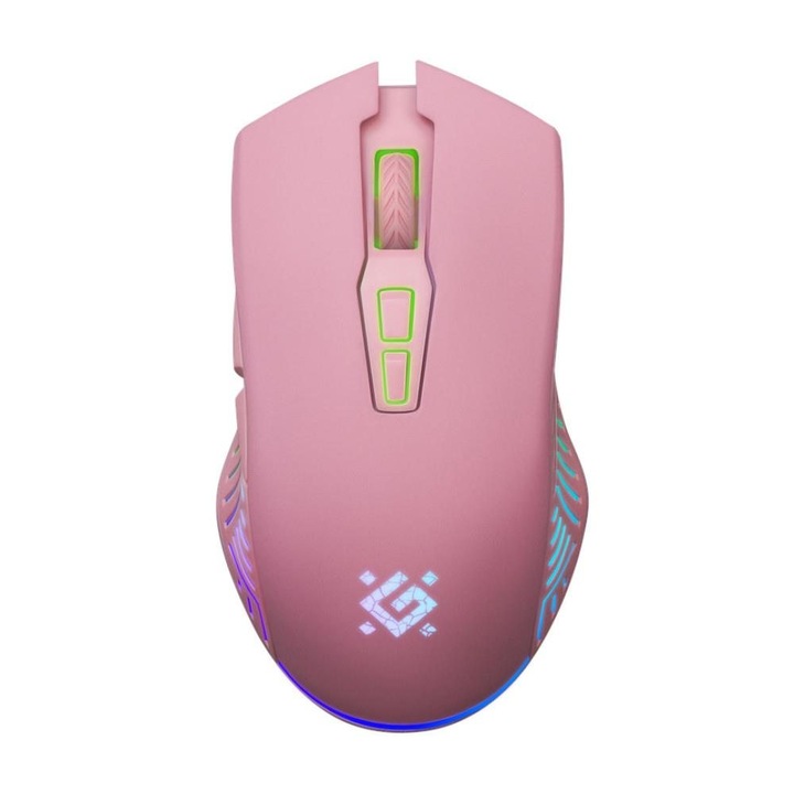 Mouse fara fir Defender PANDORA GM-502, 7 butoane, RGB, roz, 128x40,5x72mm, acumulator 500 mAh