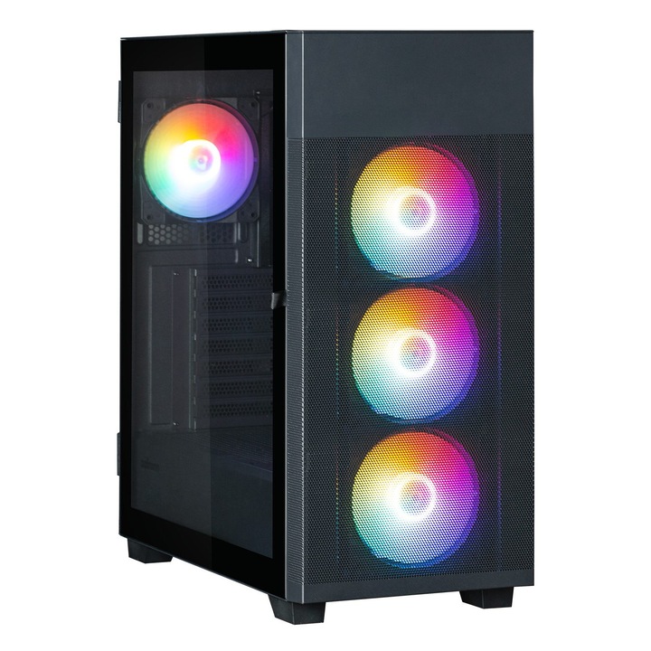 Zalman S5 NEO Midi toronyház, 3 db 120 mm-es ventilátor, fekete, 215x456x490mm