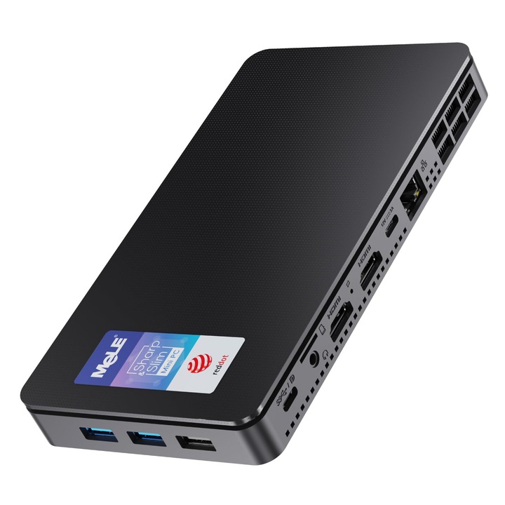 Мини компютър Mele Overclock4C N100, 32GB RAM, 512GB памет, двоен HDMI, USB-C
