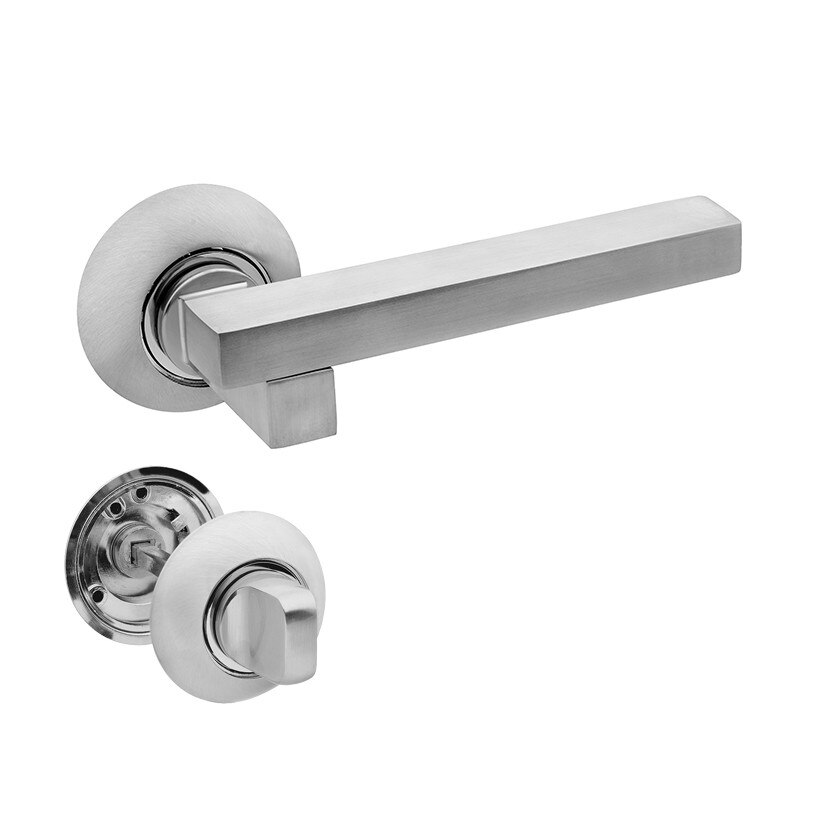 Set manere usa MODERN cu incuietoare, crom satinat