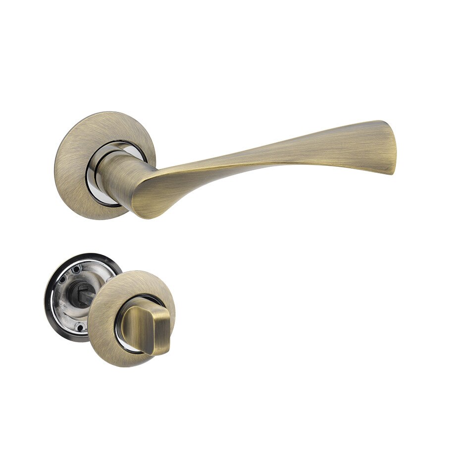 Set manere usa LEGEND A123 cu incuietoare, bronz antic