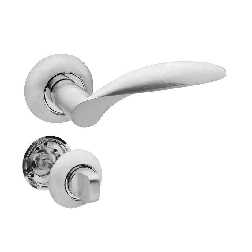 Set manere usa SWELL cu incuietoare, crom satinat