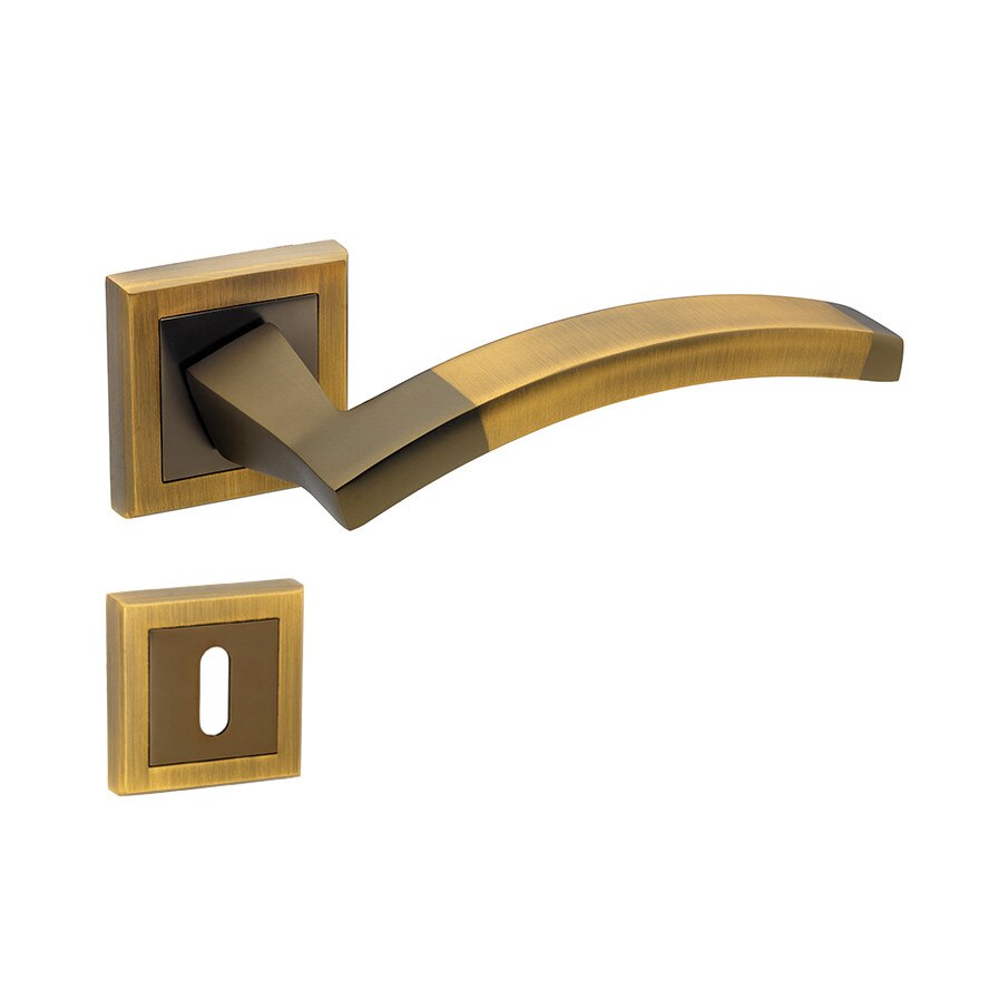 Set manere usa ARCO cu rozeta patrata pentru cheie, nuanta cafea