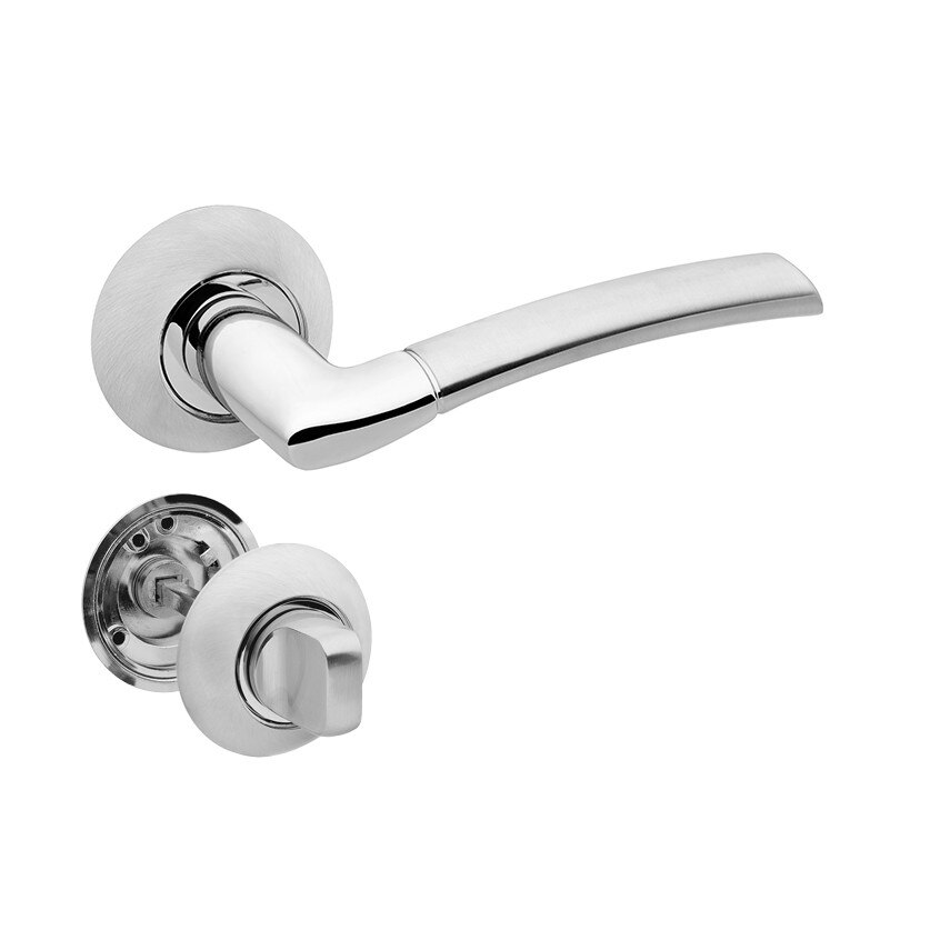 Set manere usa SLIM cu incuietoare, crom satinat