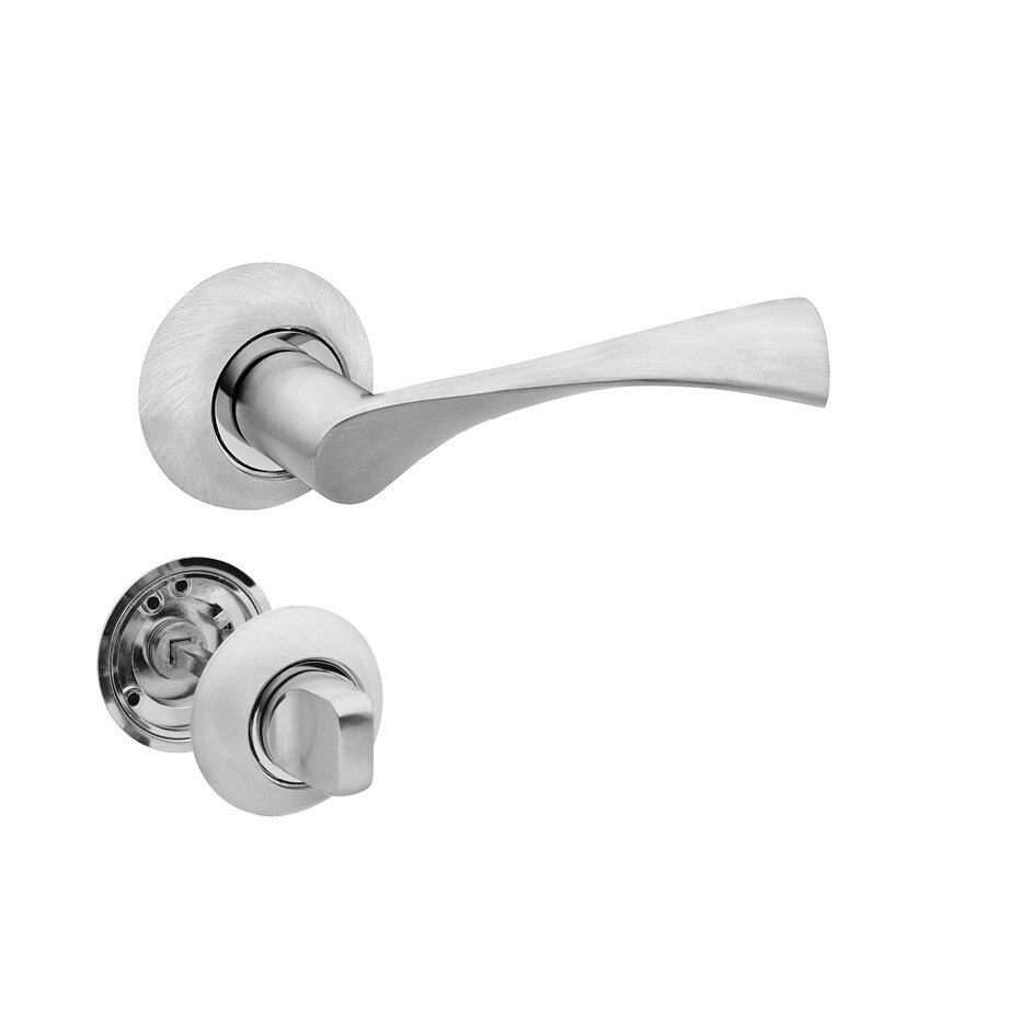 Set manere usa LEGEND cu incuietoare, crom satinat