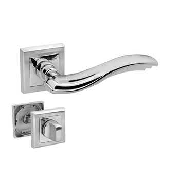 Set manere usa ONDA cu incuietoare, crom satinat Set manere usa ONDA cu incuietoare, crom satinat