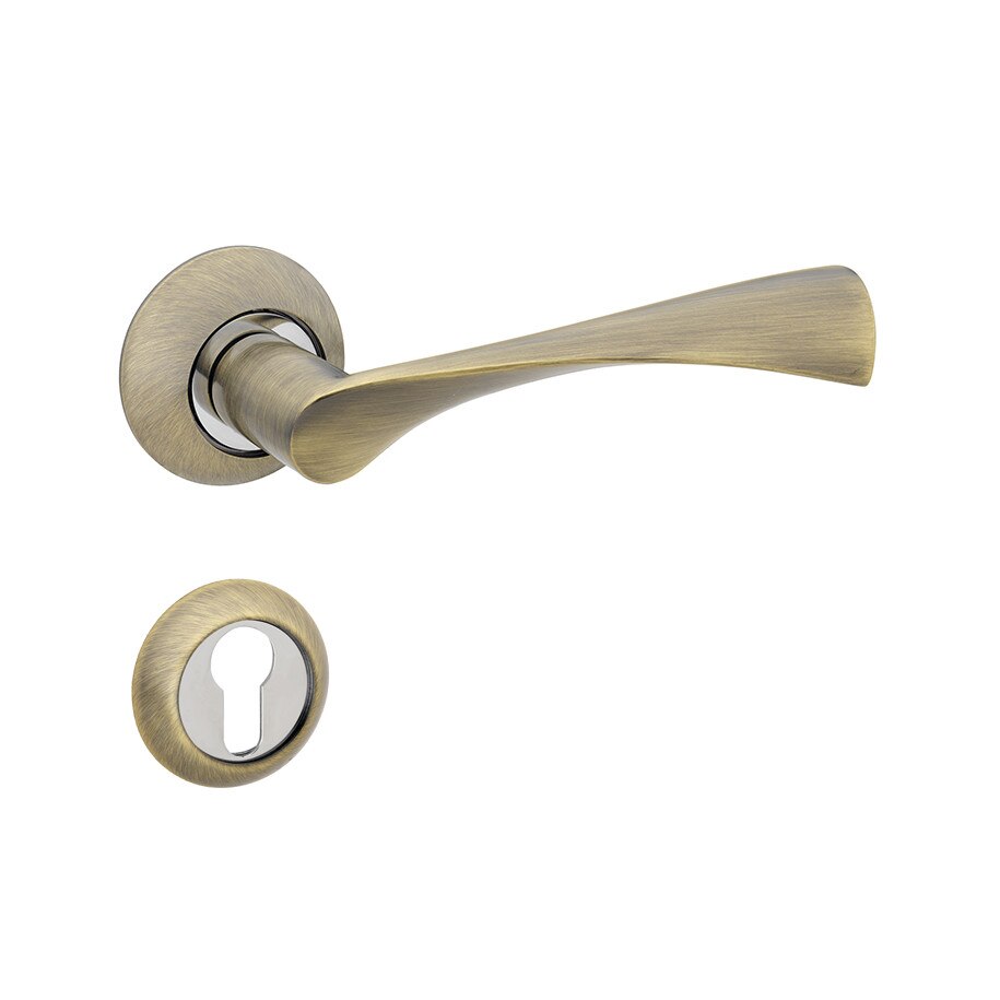 Set manere usa LEGEND A123 cu rozeta rotunda pentru cheie, bronz antic