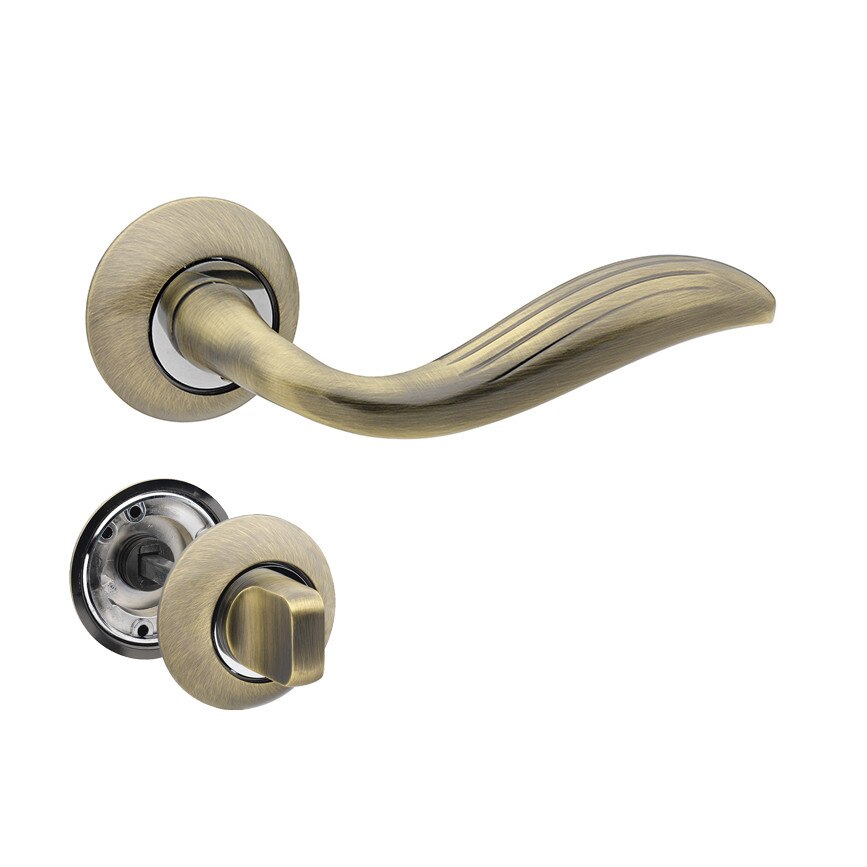 Set manere usa TAIL cu incuietoare, bronz antic