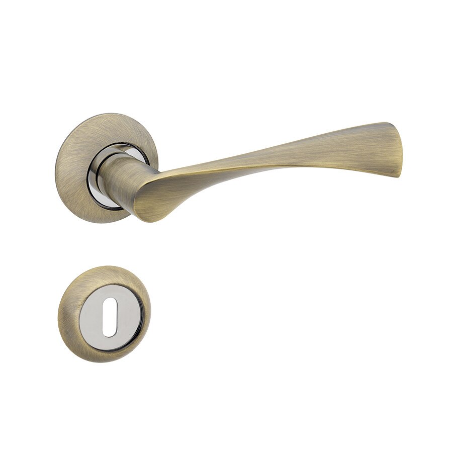 Set manere usa LEGEND A123 cu rozeta rotunda pentru cheie, bronz antic