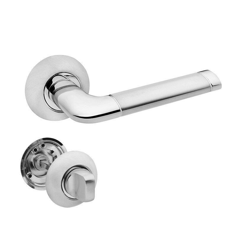 Set manere usa RUSH cu incuietoare, crom satinat