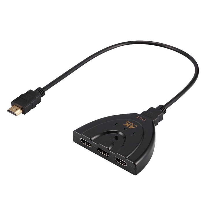 Comutator HOPE R®, 3x HDMI (mama) - HDMI (tata), suporta rezolutie 4K, negru
