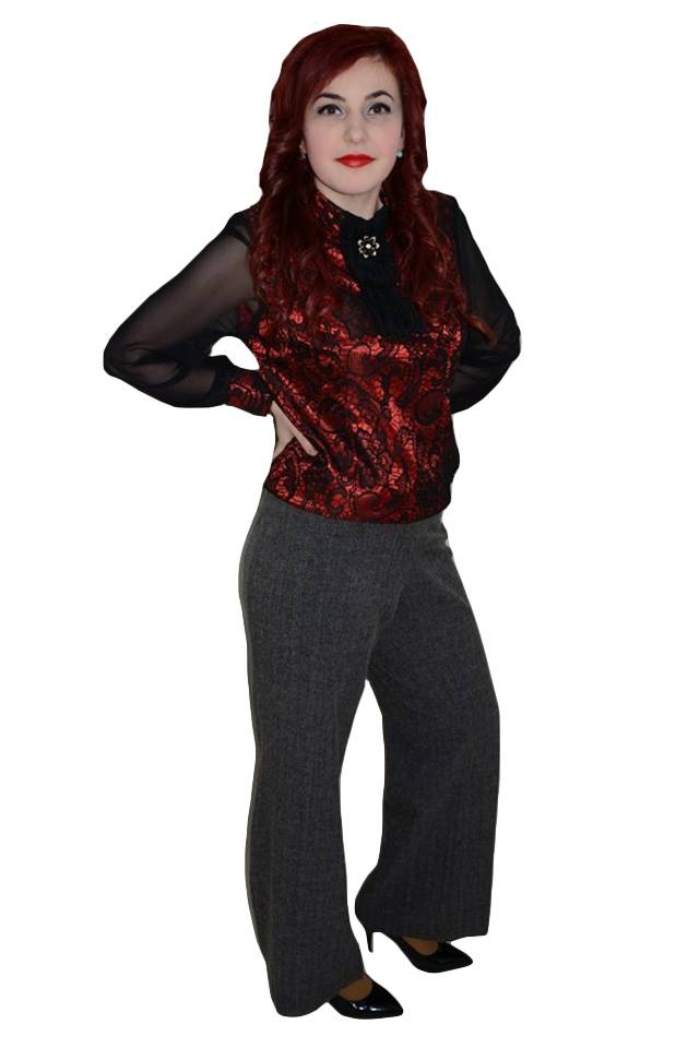 Pantaloni vintage, simplu si talie inalta,D&J Exclusive, Gri, 52