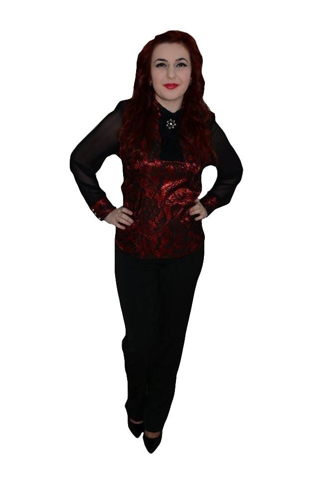 Pantaloni chic, strasuri fine aplicate,D&J Exclusive, Negru