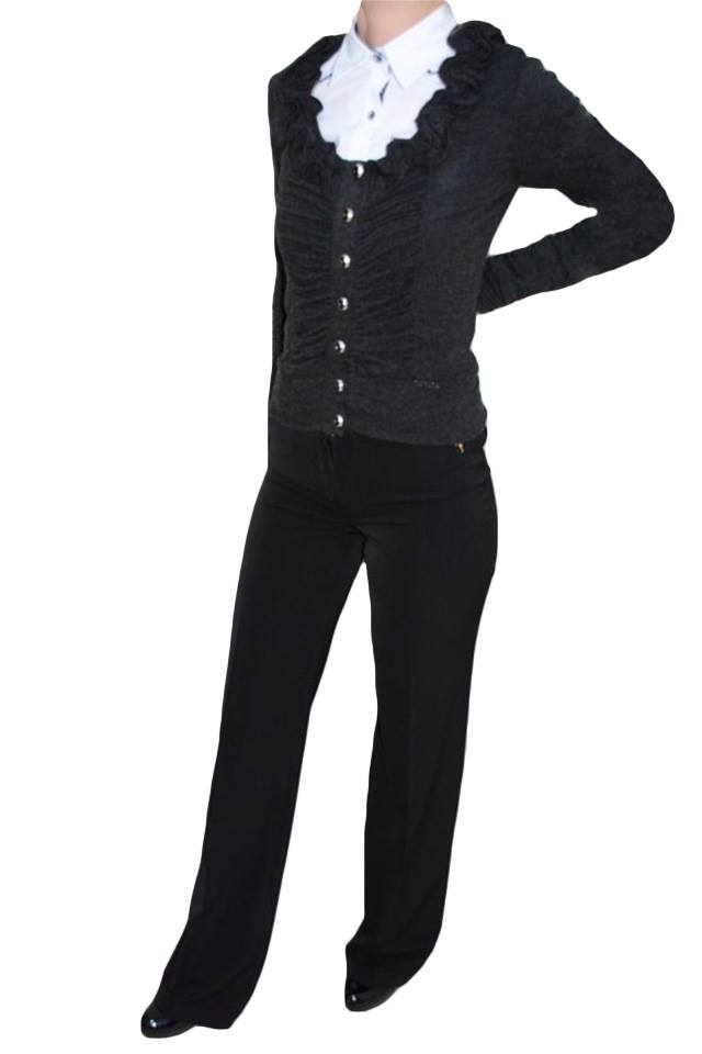 Pantaloni cu detalii aurii aplicate,D&J Exclusive, Negru, 40