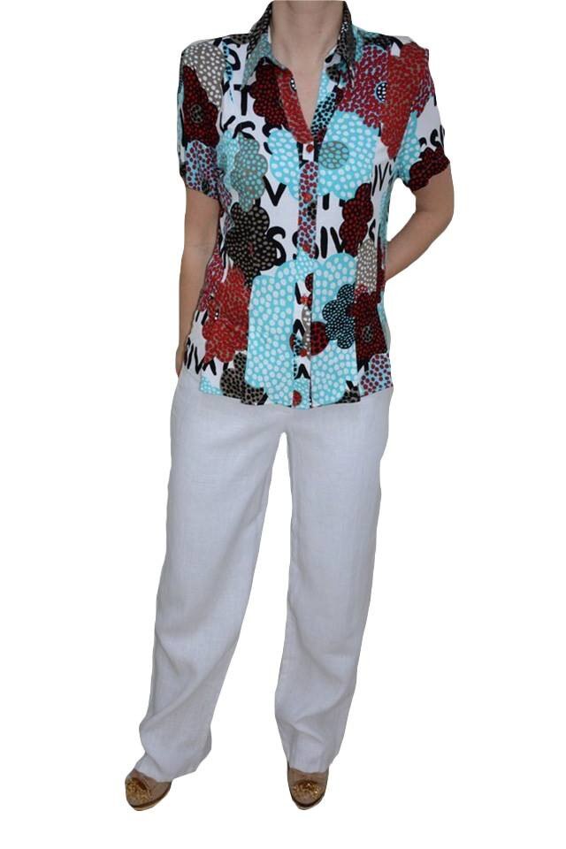 Pantaloni lungi , model de vara,masura mare,D&J Exclusive, Alb