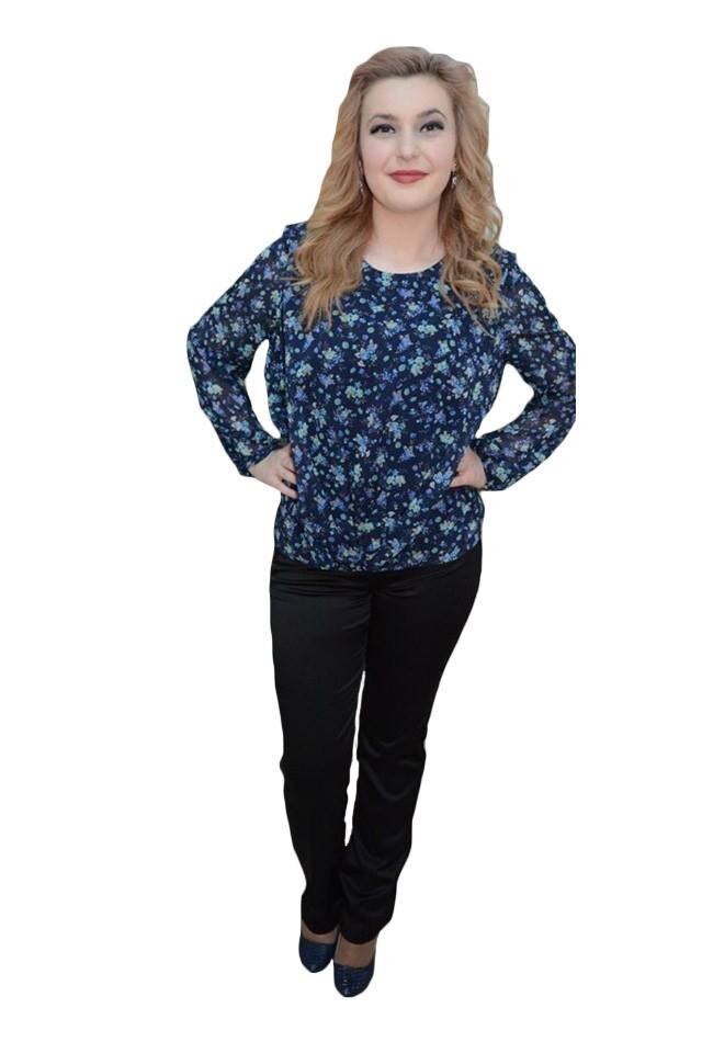 Pantaloni din stofa cu design de dungi,D&J Exclusive, Negru, 38