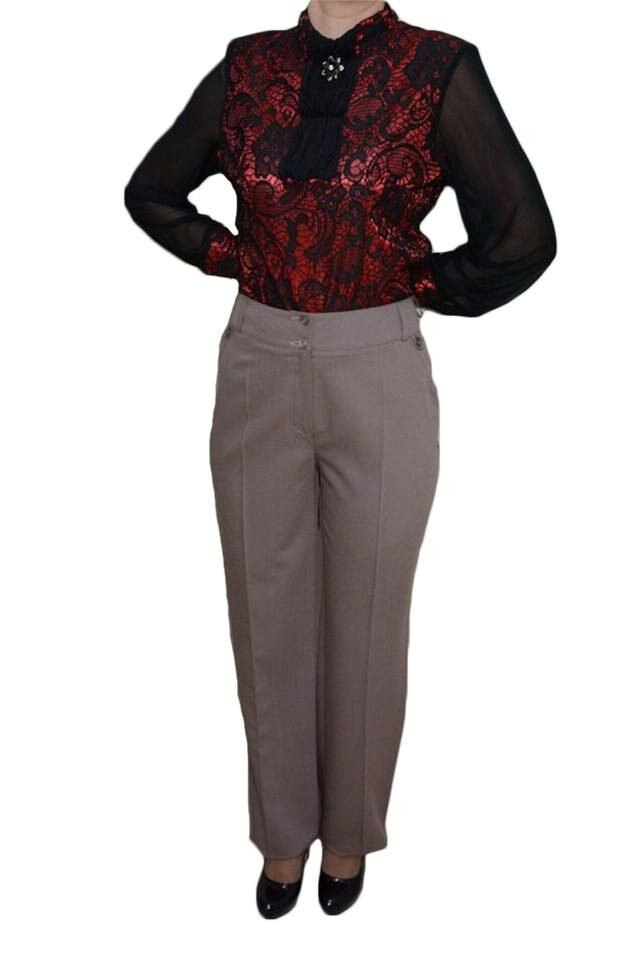 Pantaloni lungi cu design de cusaturi,masura mare,D&J Exclusive, Bej
