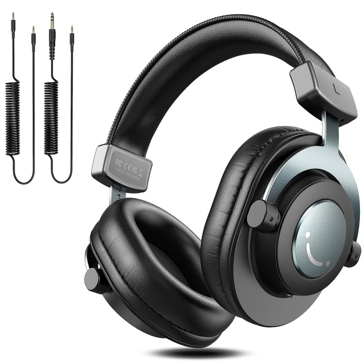 Casti wirless Fifine Over-Ear cu cablu, jack 6, 35 mm si 3, 5 mm, driver 50 mm, negru
