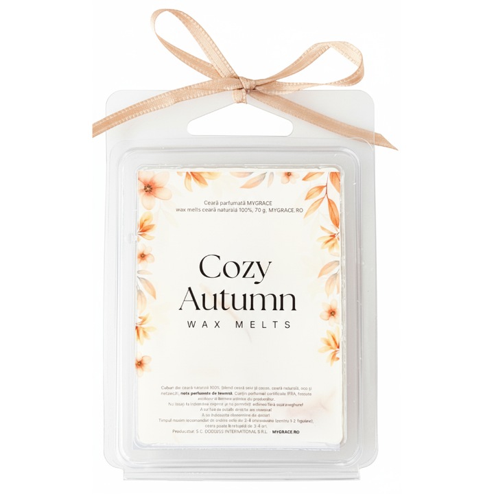 Ароматизирани восъчни кубчета, MYGRACE, топъл аромат на ябълка и канела, натурален восък, 70 г - ароматизирана восъчна таблетка, натурален восък, ароматизиран восък, восъчни блокчета, соев восък, ръчна изработка