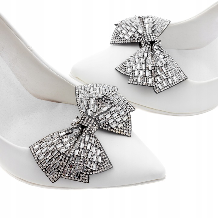 Accesorii pantofi, Little Angel, Set 2 bucati, argintiu-negru, 6, 2x10cm