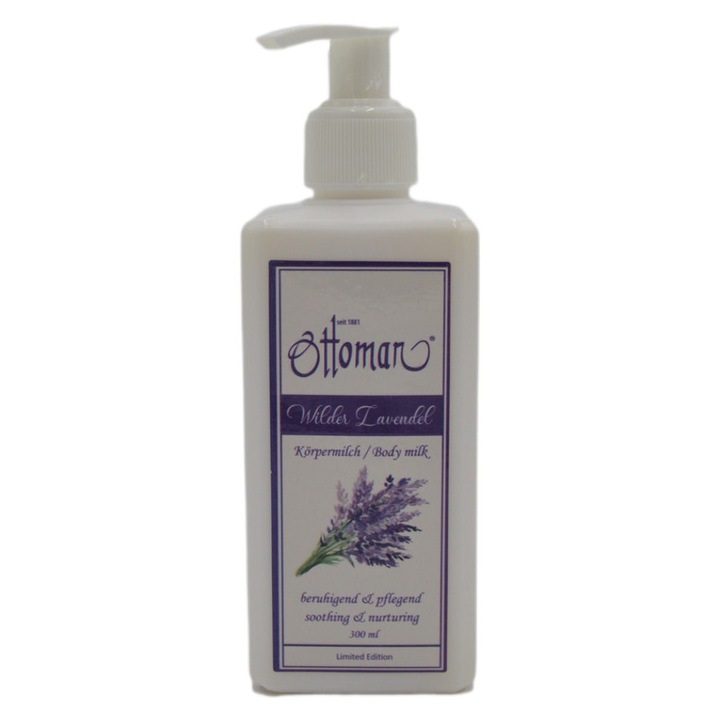 Lapte de corp, Ottoman, 300 ml, cu extract de lavanda, hidratant, hranitor, catifelant, pentru toate tipurile de piele, inclusiv sensibila, se absoarbe usor, hidratant in profunzime, moale la atingere, 300 ml, Lavanda, Apa, lauril etoxilat de sodiu