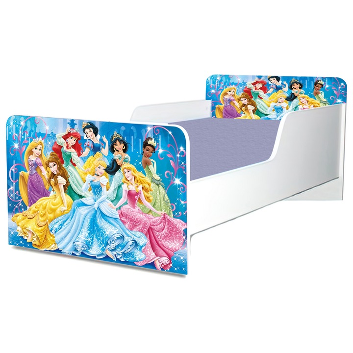 Pat Printese Disney, 130x60 cm, cu protectie si saltea inclusa