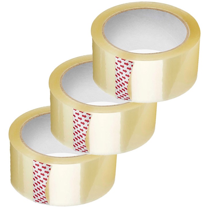 Set 3 x Banda adeziva de tip scotch, transparenta, acrilica, 48mm x 60M, MEDILOGIC™