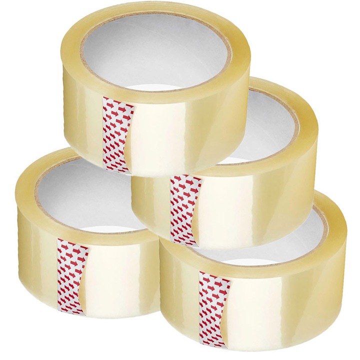 Set 4 x Banda adeziva de tip scotch, transparenta, acrilica, 48mm x 60M, MEDILOGIC™