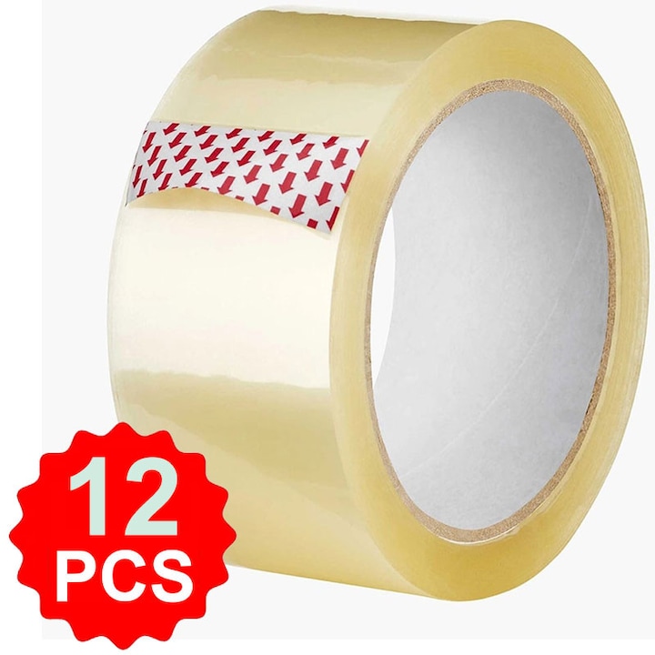 Set 12 x Banda adeziva de tip scotch, transparenta, acrilica, 48mm x 60M, MEDILOGIC™